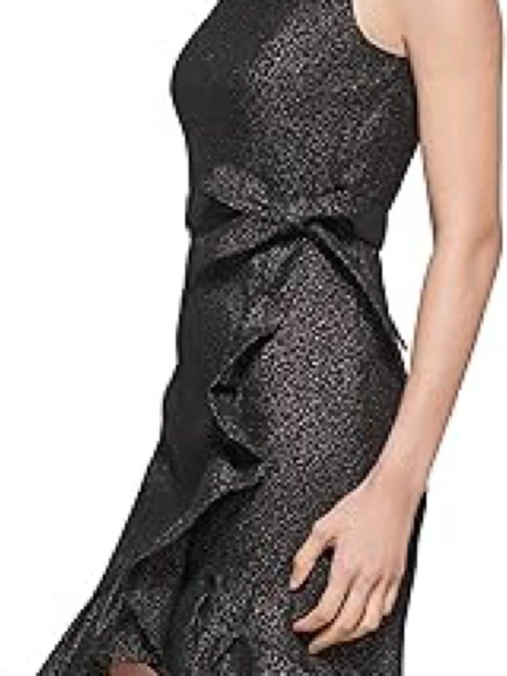 Calvin Klein black & gold dress ruffle trim PRETTY!!! Size 10 nwt